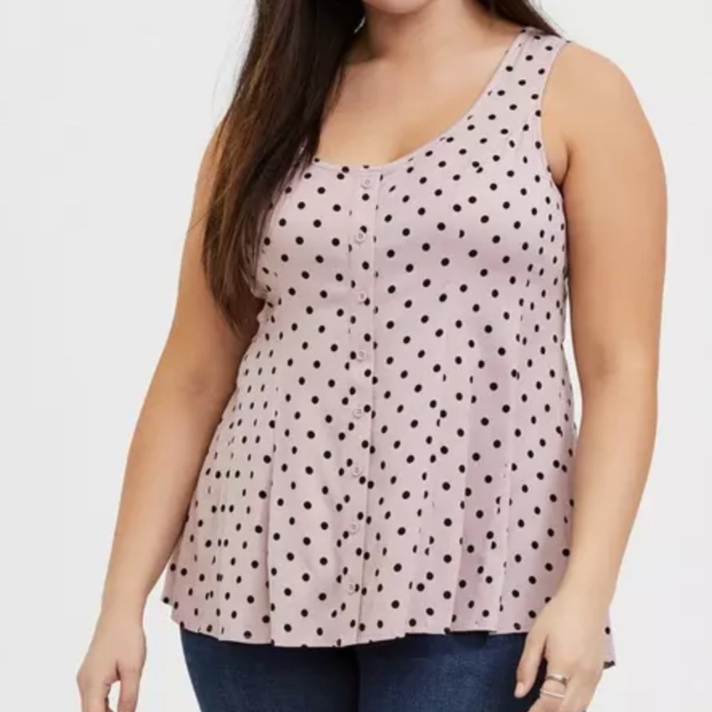 Torrid Size 3 Fit And Flare Stretch Challis Button-Front Tank